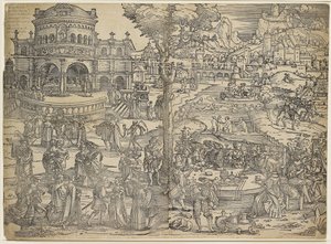 Hirodes Bayramı (ahşap baskı, iki bloktan basılmış) by Hans Sebald Beham