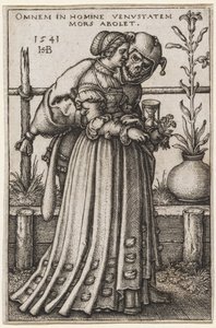 Leydi ve Ölüm, 1541 (bakır levha gravürü) by Hans Sebald Beham