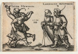 Köylü Düğünü veya On İki Ay: 7 Jacob Hewmon 8-Laurencius Augstmon, 1546. by Hans Sebald Beham