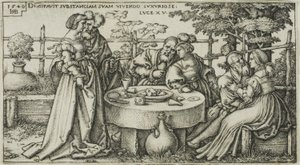 Müsrif Oğul Servetini Boşa Harcayan, Müsrif Oğul Tarihinden ikinci plaka by Hans Sebald Beham