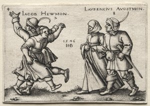 Köy Düğünü: Jacob Hewmon / Lawrencius Augstmon by Hans Sebald Beham