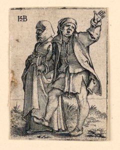 Düğün Alayı: Çift sola yürüyor, adam geri dönüyor, kolunu kaldırıyor by Hans Sebald Beham