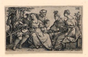 İki Çift ve Soytarı by Hans Sebald Beham
