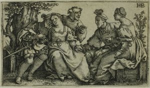 İki Çift ve Soytarı by Hans Sebald Beham