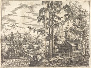 Bir Çiftçinin Kulübesi ve Nehir Yakınındaki Bir Kasaba Manzaralı Manzara, 1551.