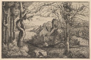 Bir Adada Kaleli Nehir Üzerinde Görünüm, 1553.