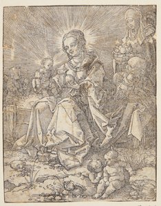 Madonna çimenli bir bankada by Hans Springinklee