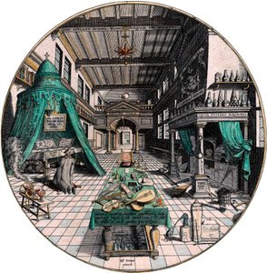 Simyacının laboratuvarı, 1595.