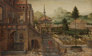 Ön planda Zavallı Lazarus ile Saray Bahçeleri by Hans Vredeman de Vries