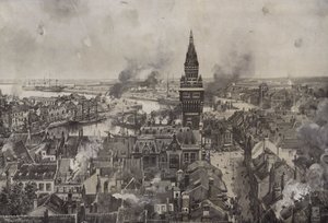Dunkirk bombardımanı (lito) by Hans W. (after) Schmidt