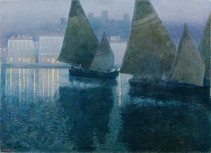 Istria limanında mehtaplı gece by Hans Wilt