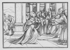 Athaliah Tapınağa Doğru Bastırılarak Yakalanır ve Öldürülür, 2 Kral XI, 14 by Hans after Holbein the Younger