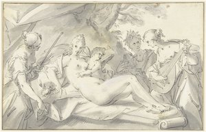 Sanat ve bilimin ortasında Venüs by Hans von Aachen
