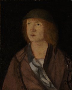 Genç Bir Adamın Portresi, Ters Çelenk Yapan Kız, ca. 1508.
