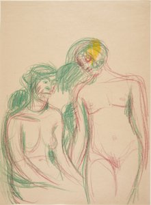 Oturan ve ayakta duran bir kadın modeli by Harald Giersing