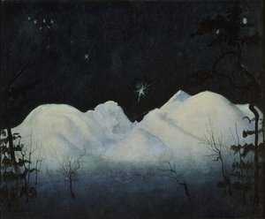 Dağlarda kış geceleri (tuval üzerine yağlı boya) by Harald Oscar Sohlberg