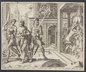 Dinah, Simeon ve Levi tarafından eve götürüldü by Harmen Jansz. Muller