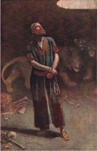 Daniel aslanlar ininde, Taç Serisini Öğreten Resimlerden bir örnek , 1920 by Harold Copping