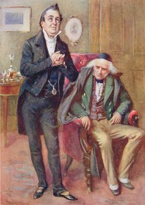 Bay Pecksniff ve Yaşlı Martin Chuzzlewit, B.W. mat by Harold Copping