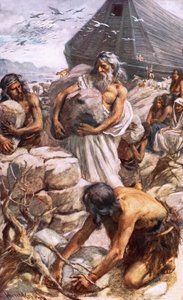 Nuh sunağını inşa ediyor by Harold Copping