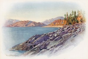 Kootenay Gölü üzerinde by Harold Copping
