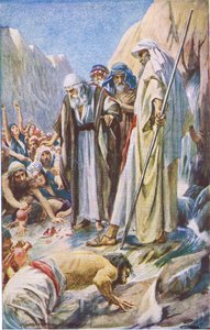 Kayanın dövülmesi, Taç Serisini Öğreten Resimlerden bir örnek, 1920 by Harold Copping