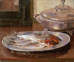 Bir tabakta balık by Harold Gilman