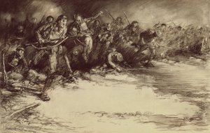 Karşı Saldırı, c.1918 (kağıt üzerine kurşun kalem) by Harold James Mowat