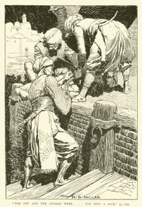 Yahudi ve Afgan... bir çuvala konuldu (gravür) by Harold Robert Millar