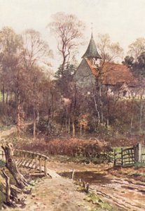 Pyrford Kilisesi, Woking yakınında (renkli litografi) by Harold Sutton Palmer