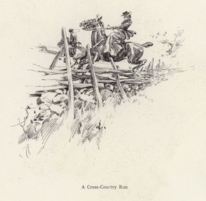 Bir kros koşusu sırasında at sırtında erkek ve kadın (lito) by Harrison Fisher
