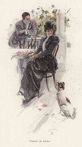 Adam genç bir kadından cevap bekliyor (renkli taş) by Harrison Fisher