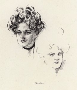 Genç bir kadının kalem çizimleri (lito) by Harrison Fisher