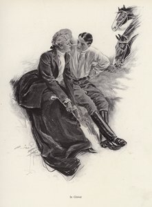 Romantik çift ata binmek (lito) sırasında bir mola by Harrison Fisher