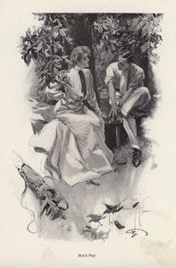 Golf oyunlarına ara veren romantik çift (litho) by Harrison Fisher