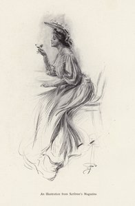 Bir içki olan kadın (lito) by Harrison Fisher