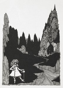 Hikayenin illüstrasyonu, 'küçük başparmak'. by Harry Clarke