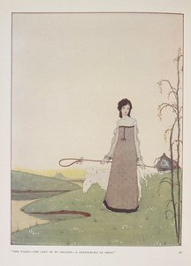 "O yürüyor - zevkimin hanımı - bir koyun çobanı." Alice Meynell'in Çoban için İllüstrasyonu. by Harry Clarke