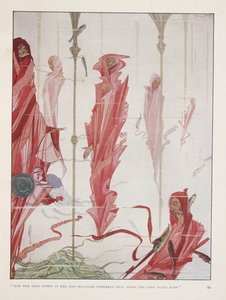 Ölen Vatansever. "Ve kırmızı cübbeli ölüler ve uzun rüzgarlar estiğinde başımızın üzerinde deniz zambakları sallanıyor" by Harry Clarke