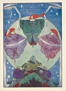 Elf Tepesi. Sis ve ay ışığından dokunmuş şallarla dans ettiler. by Harry Clarke