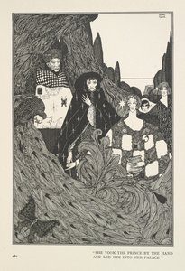 Cennet Bahçesi. Prensin elinden tuttu ve onu sarayına götürdü. by Harry Clarke