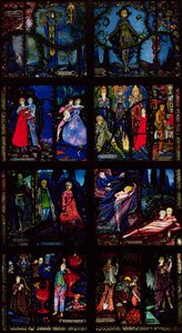 Cenevre Penceresi, erken İrlanda edebiyatından sahneleri betimleyen sekiz panel, 1929