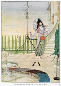 "Bu adam bir Mavi Sakal sahibi olma talihsizliğine sahipti." Mavisakal sakalını okşuyor. by Harry Clarke