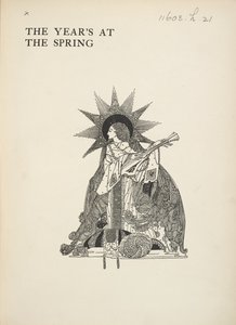 Başlıksız illüstrasyon. Bir müzik aleti çalan bir kadın. by Harry Clarke