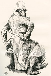 Bil Sikes. Charles Dickens romanı Oliver Twist için Harry Furniss'in çizimi, The Testimonial Edition'dan, 1910'da yayınlandı. by Harry Furniss