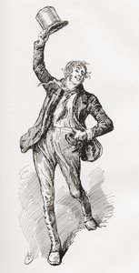 Mark Tapley. Charles Dickens romanı Martin Chuzzlewit için Harry Furniss'in çizimi, The Testimonial Edition'dan, 1910'da yayınlandı. by Harry Furniss