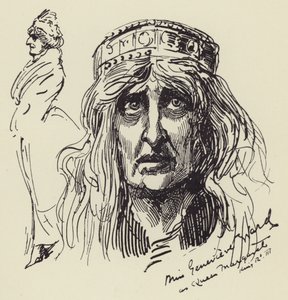 Bayan Genevieve Ward Kraliçe Margaret olarak by Harry Furniss