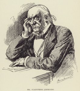 Bay Gladstone dinliyor by Harry Furniss