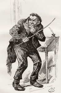 Bay Squeers. Charles Dickens romanı Nicholas Nickleby için Harry Furniss'in çizimi, The Testimonial Edition'dan, 1910'da yayınlandı. by Harry Furniss