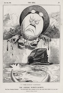 Çin Humpty Dumpty, Boxer İsyanı ve Boer Savaşı ile ilgili karikatür (gravür)